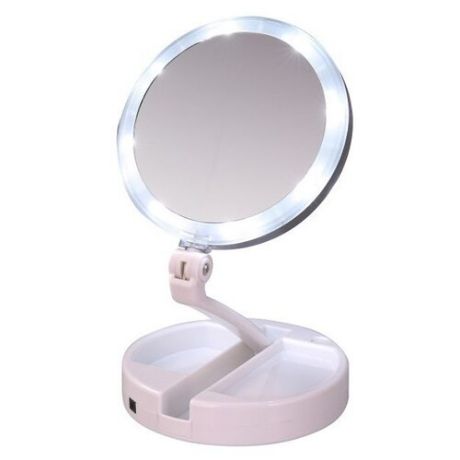 Зеркало косметическое настольное Emson My FoldAway Mirror (100-092) с подсветкой белый