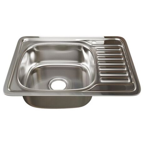 Врезная кухонная мойка 65 см Mixline 50х65 (0,8) 3 1/2 левая нержавеющая сталь/глянец