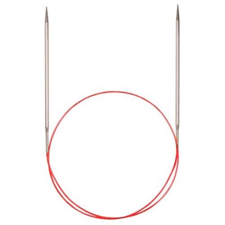 Спицы ADDI круговые с удлиненным кончиком 775-7, диаметр 5.5 мм, длина 150 см, серебристый/красный