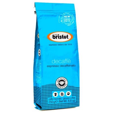Кофе молотый Bristot Decaffe Espresso Decaffeinato без кофеина, 250 г