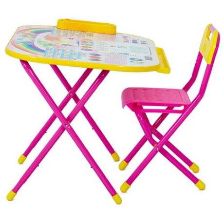 Комплект ДЭМИ стол + стул Дошколёнок 80x55 см розовый