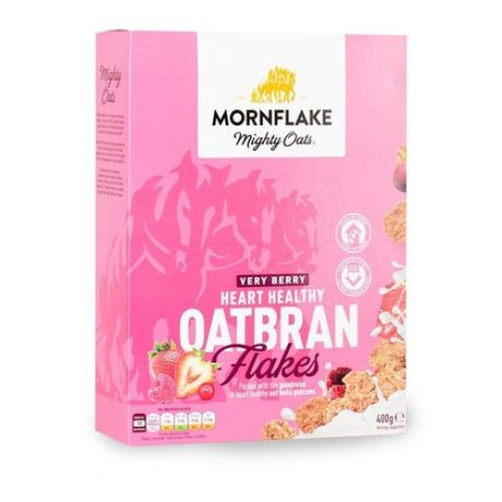 Готовый завтрак Mornflake хлопья цельнозерновые с овсяными отрубями и ягодами, коробка, 400 г