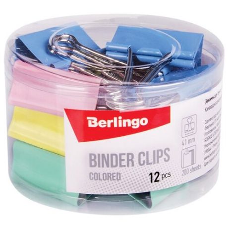 Berlingo Зажимы для бумаг 41 мм BC1241m (12 шт.) разноцветный