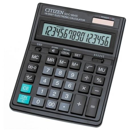 Калькулятор бухгалтерский CITIZEN SDC-664S черный