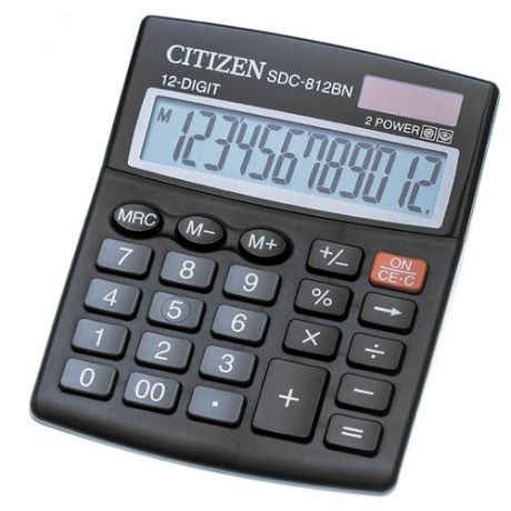 Калькулятор бухгалтерский CITIZEN SDC-812 черный