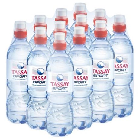 Вода питьевая TASSAY SPORT негазированная, ПЭТ, 12 шт. по 0.5 л