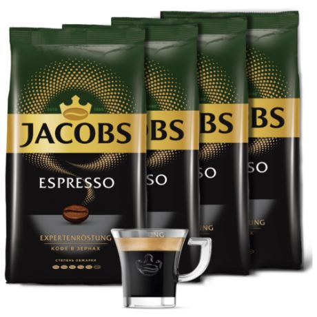 Кофе в зернах Jacobs Espresso, арабика, 4 уп. по 1000 г