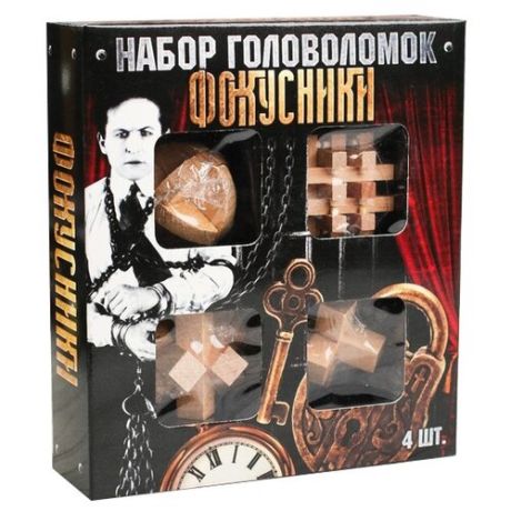 Набор головоломок Puzzle Фокусники (3825396) 4 шт. коричневый