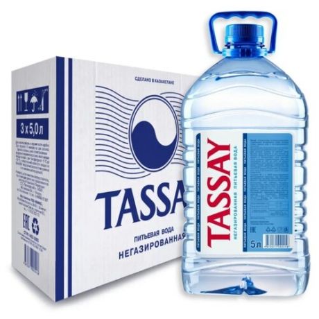 Вода питьевая TASSAY негазированная, ПЭТ, 3 шт. по 5 л