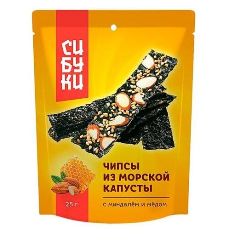 Чипсы Сибуки из морской капусты с миндалем и медом, 25 г