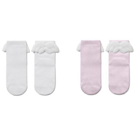 Носки Conte-kids комплект 2 пары размер 18, 389 светло-розовый/389 белый