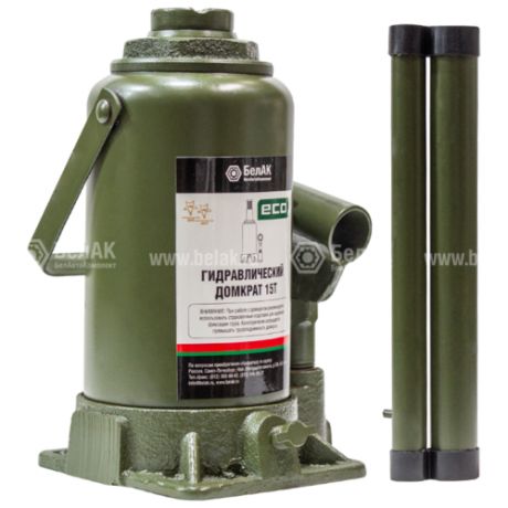 Домкрат бутылочный гидравлический БелАвтоКомплект ЭКО БАК.70019 (15 т) темно-зеленый