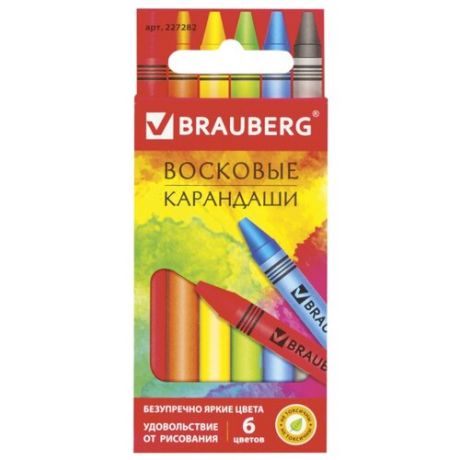 BRAUBERG Восковые карандаши Академия 6 цветов (227282)