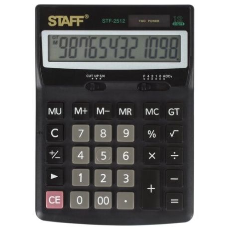 Калькулятор бухгалтерский STAFF STF-2512 черный