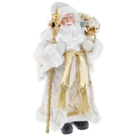Фигурка Феникс Present Дед мороз с мешком и посохом 30 см белый/золотой