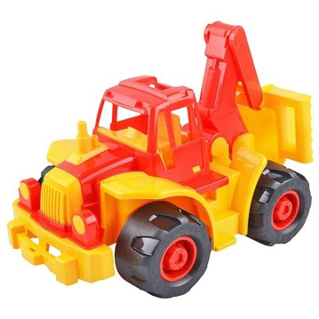 Трактор Нордпласт Богатырь мини с ковшом (298) 35 см красный/желтый