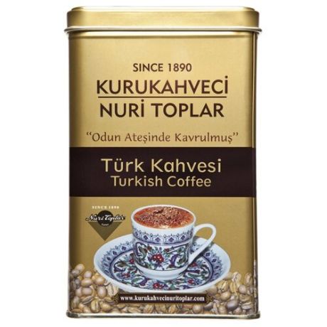 Кофе молотый Kurukahveci Nuri Toplar Turkish coffee, жестяная банка, 300 г