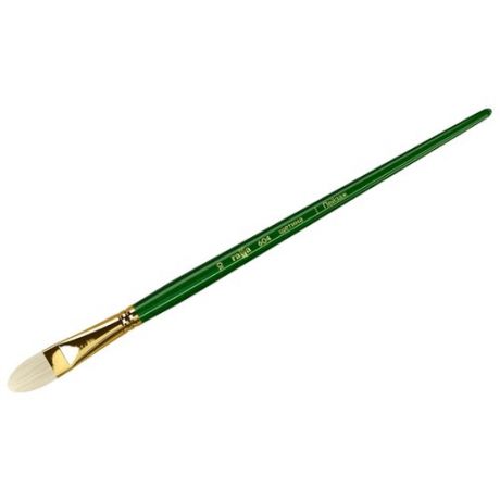 Кисть ГАММА Пейзаж щетина №10, плоско-овальная, длинная ручка зеленый