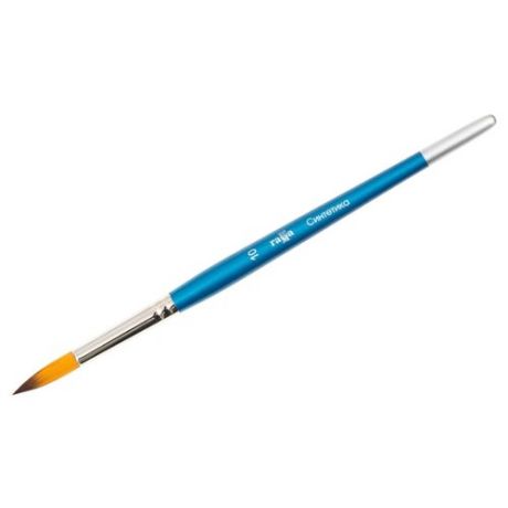 Кисть ГАММА Синтетика №4, круглая, короткая ручка синий