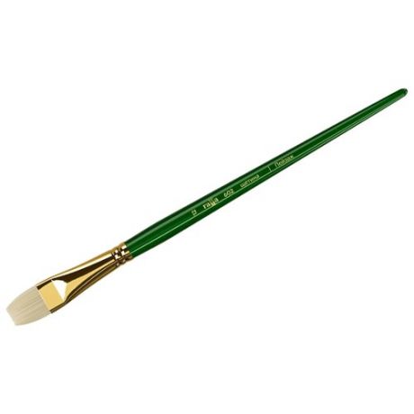 Кисть ГАММА Пейзаж щетина №12, плоская, длинная ручка зеленый