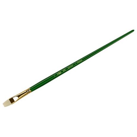 Кисть ГАММА Пейзаж щетина №7, плоская, длинная ручка зеленый