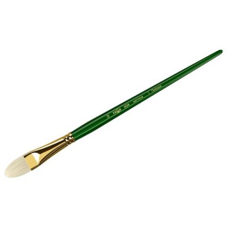 Кисть ГАММА Пейзаж щетина №12, плоско-овальная, длинная ручка зеленый