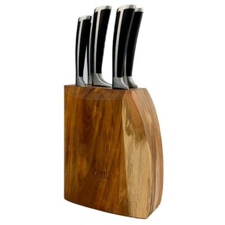 Набор GIPFEL Woode 5 ножей с подставкой серебристый металлик/черный