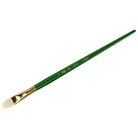 Кисть ГАММА Пейзаж щетина №9, плоско-овальная, длинная ручка зеленый