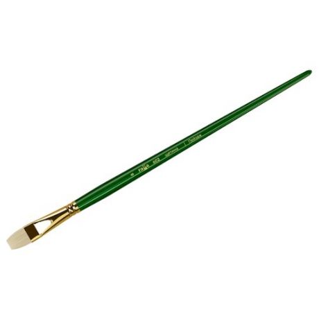 Кисть ГАММА Пейзаж щетина №8, плоская, длинная ручка зеленый