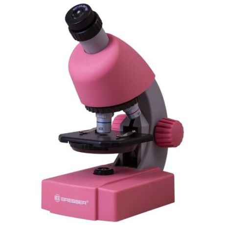 Микроскоп BRESSER Junior 40-640x с набором для опытов розовый