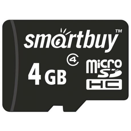 Карта памяти SmartBuy microSDHC Class 4 4GB + SD adapter черный
