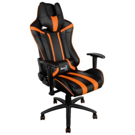 Компьютерное кресло AeroCool AC120 AIR игровое, обивка: искусственная кожа, цвет: черный/оранжевый