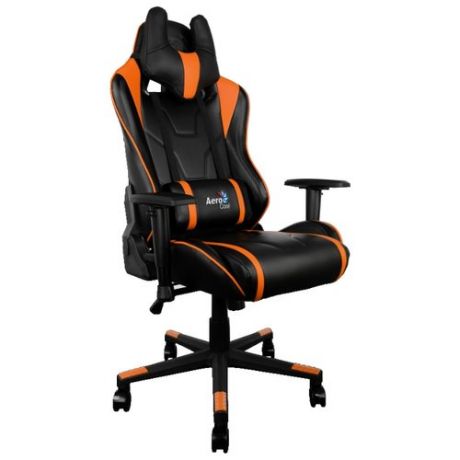 Компьютерное кресло AeroCool AC220 AIR игровое, обивка: искусственная кожа, цвет: черный/оранжевый