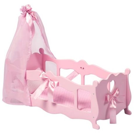 PAREMO Кроватка-колыбелька для кукол с балдахином (PFD120-54/PFD120-55) розовый
