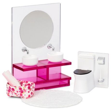 Lundby Набор мебели для ванной комнаты (LB_60306100) белый/розовый