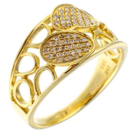 JV Кольцо с бриллиантами из желтого золота R22946-YG, размер 18