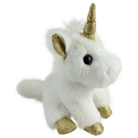 Мягкая игрушка ABtoys Единорог белый с золотыми копытами 15 см