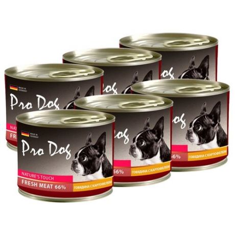 Влажный корм для собак Pro Dog говядина с картофелем 6шт. х 200г