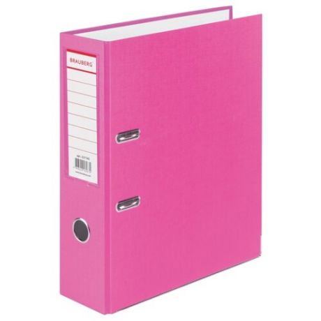 BRAUBERG Папка-регистратор А4 с покрытием из ПВХ и уголком, 80 мм розовая
