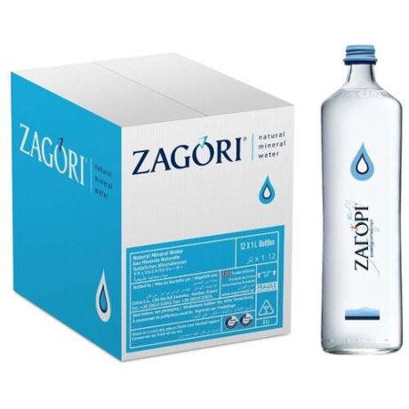 Минеральная вода Zagori негазированная, стекло, 12 шт. по 1 л