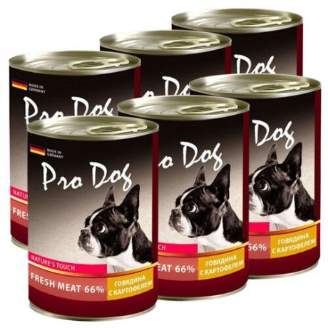 Влажный корм для собак Pro Dog говядина с картофелем 6шт. х 400г