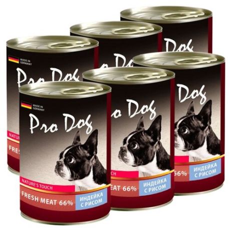 Влажный корм для собак Pro Dog индейка с рисом 6шт. х 400г