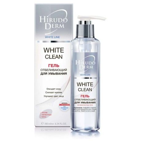 Hirudo Derm гель отбеливающий для умывания для лица White Clean HD-White-Line, 180 мл