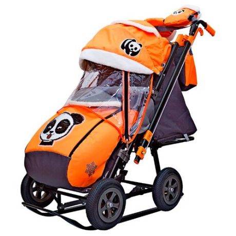 Санки-коляска Galaxy City-2-1 панда на оранжевом