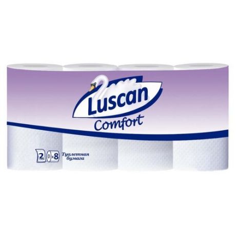Туалетная бумага Luscan Comfort белая двухслойная 8 рул.