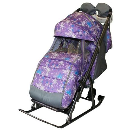 Санки-коляска Galaxy Kids 3-1 елки на фиолетовом