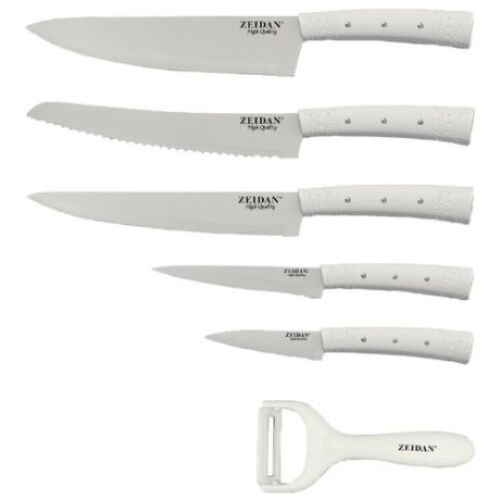 Набор Zeidan 5 ножей и овощечистка Z-3088 / Z-3089 белый