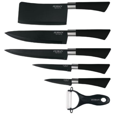 Набор Zeidan 5 ножей и овощечистка Z-3087 черный