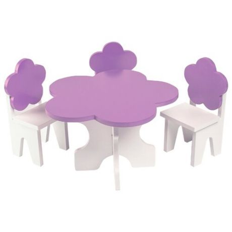 PAREMO Набор мебели для кукол Цветок (PFD120-45/PFD120-46/PFD120-44/PFD120-42/PFD120-43) белый/фиолетовый