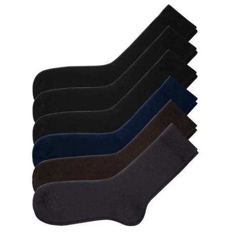 Носки AKAR DEL-01-1SF / DEL-01-2SF, 6 пар, размер 42-44, черный/синий/коричневый